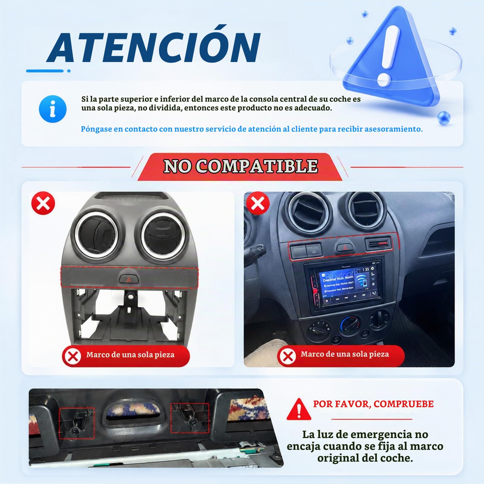 Radio del Coche pour Ford Fiesta 2000-2008+CarPlay Sans Fil/Android Auto