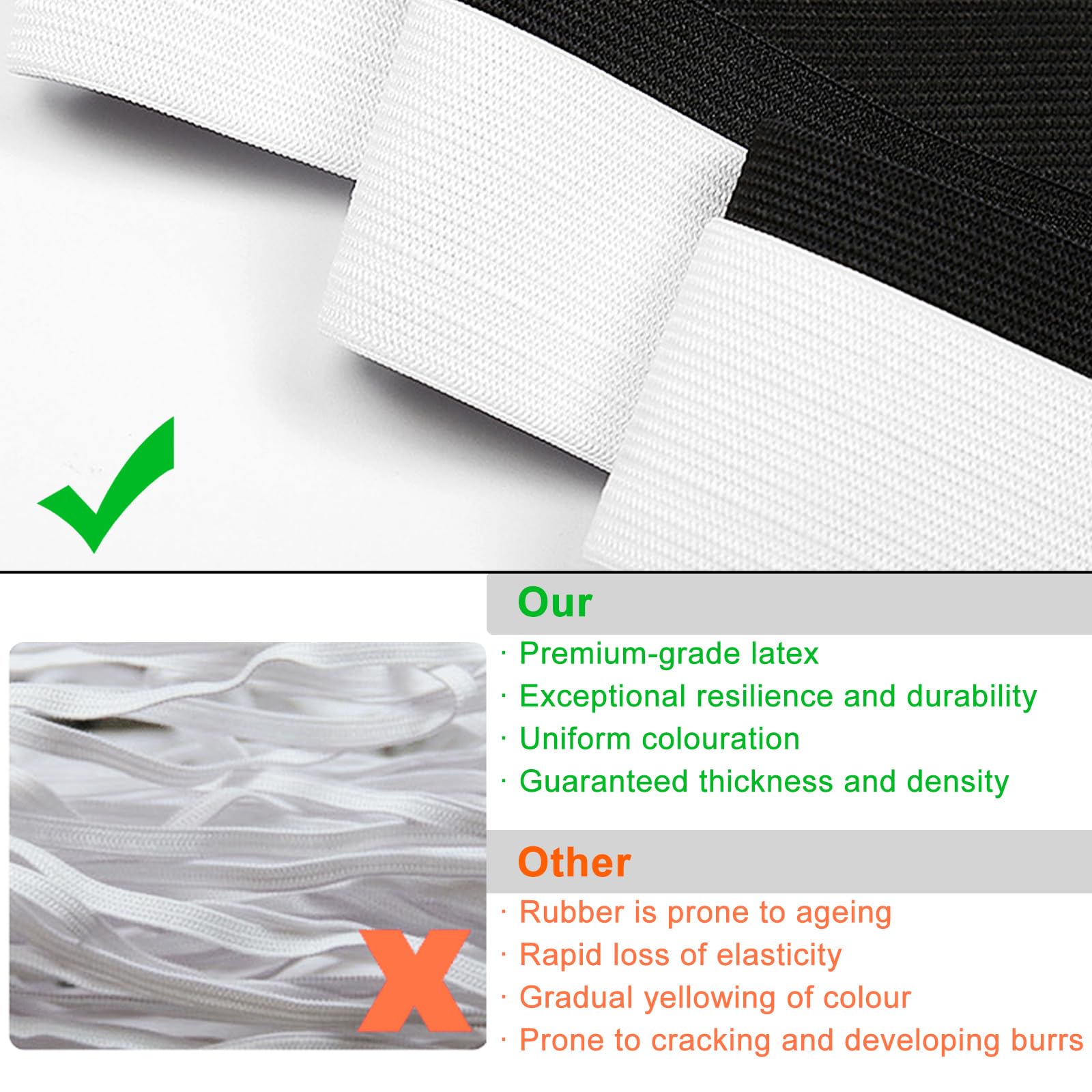 5 Meters Black Wide Elastic Band For Sewing - 50mm Waistband Elastic | For Clothing, Dressmaking, Trousers, Headbands & DIY Crafts