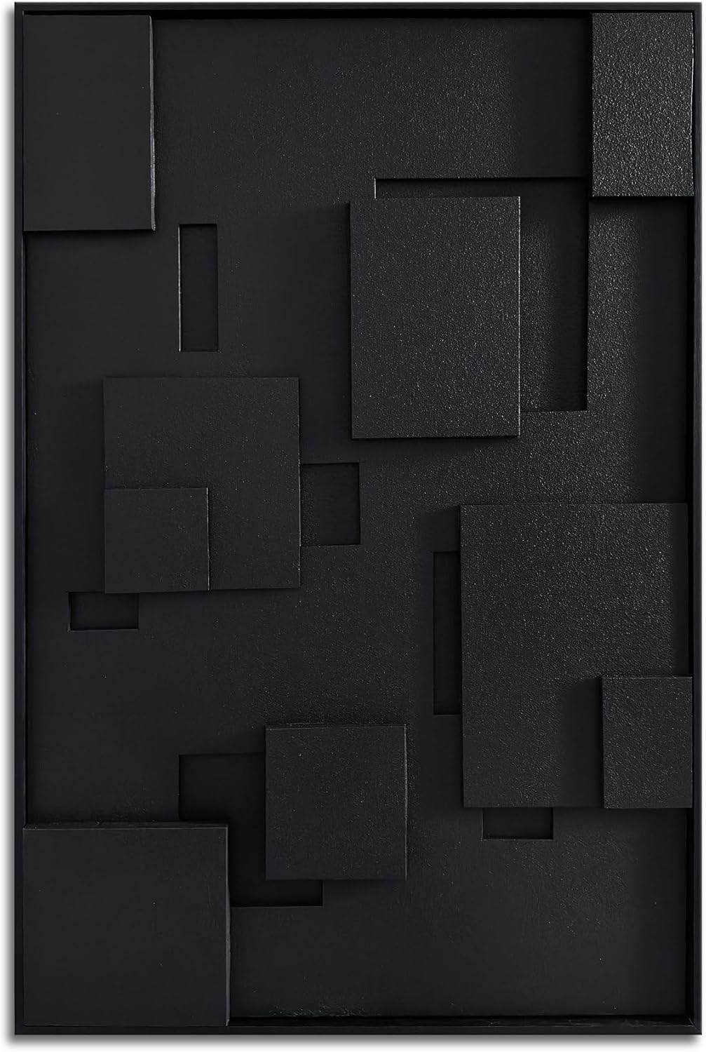 Slyart Hand Painted Black and White Textured Wall Art Black Framed Abstract Oil Paintings on Canvas Large Texture Minimalism Artwork for Home Decorations