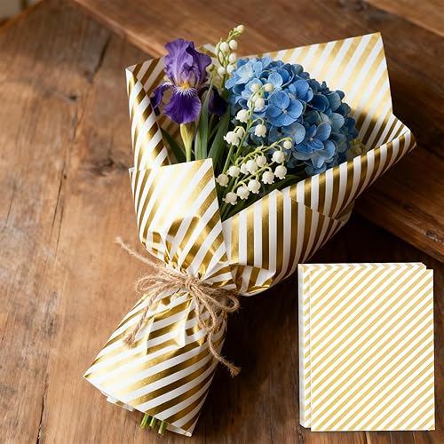 30 hojas de papel de seda dorado para manualidades, fiesta de cumpleaños, boda, decoración de vacaciones (19.7 x 27.6 pulgadas)