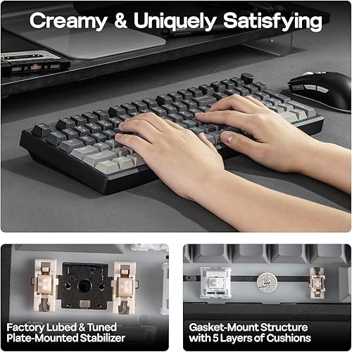 Miniatura 4 de EPOMAKER Galaxy100 Lite QMKVIA - Teclado para juegos con batería de 8000 mAh y teclado numérico, teclado mecánico de aluminio 1800, USB-CBT2.4Ghz,