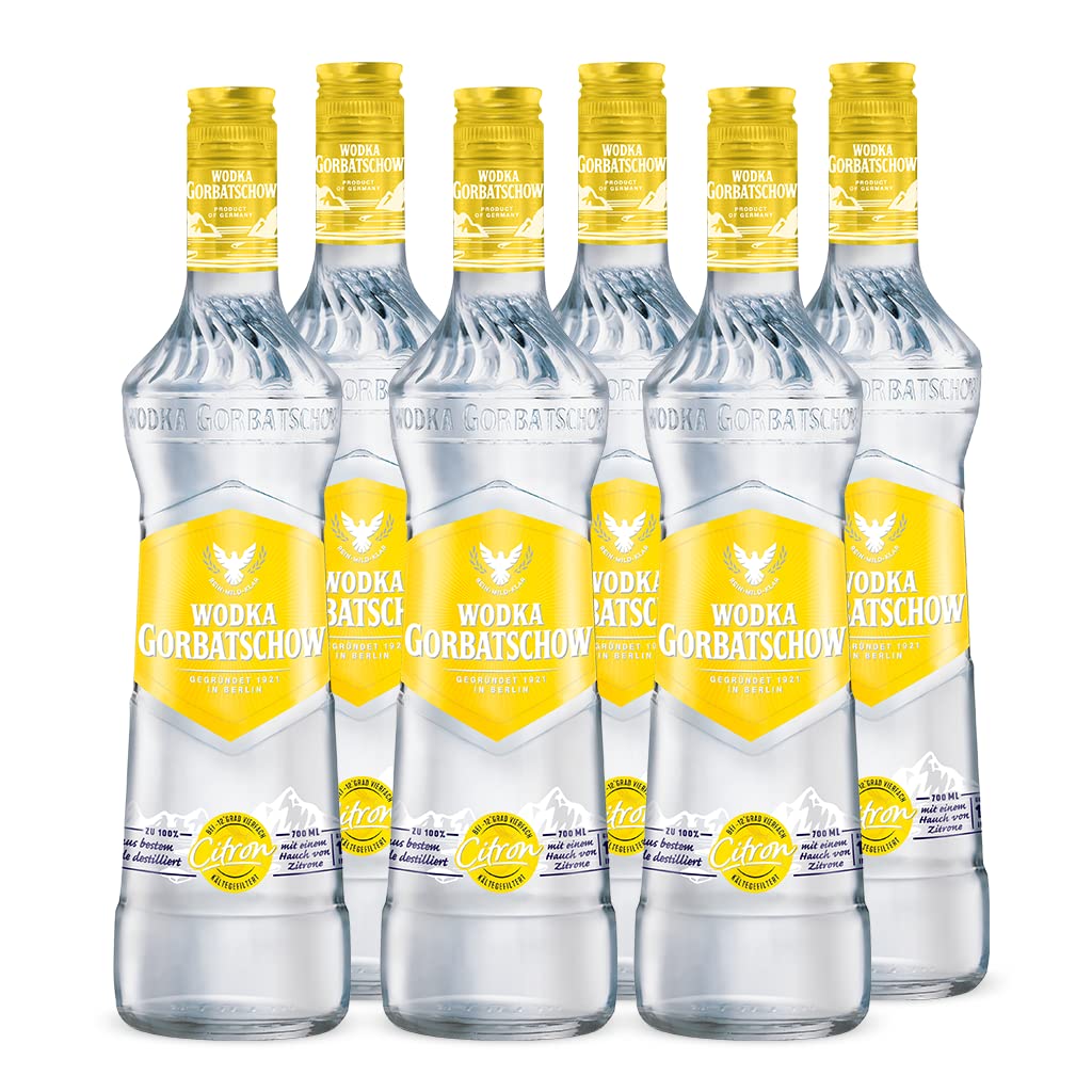 6x 0,7l Wodka Gorbatschow Citron 37,5 Prozent vol. - Eiskalt, glasklar und absolut rein - Premium Vodka mit Zitronengeschmack, Lemon flavored Wodka - für Longdrinks, Cocktails oder als Shot