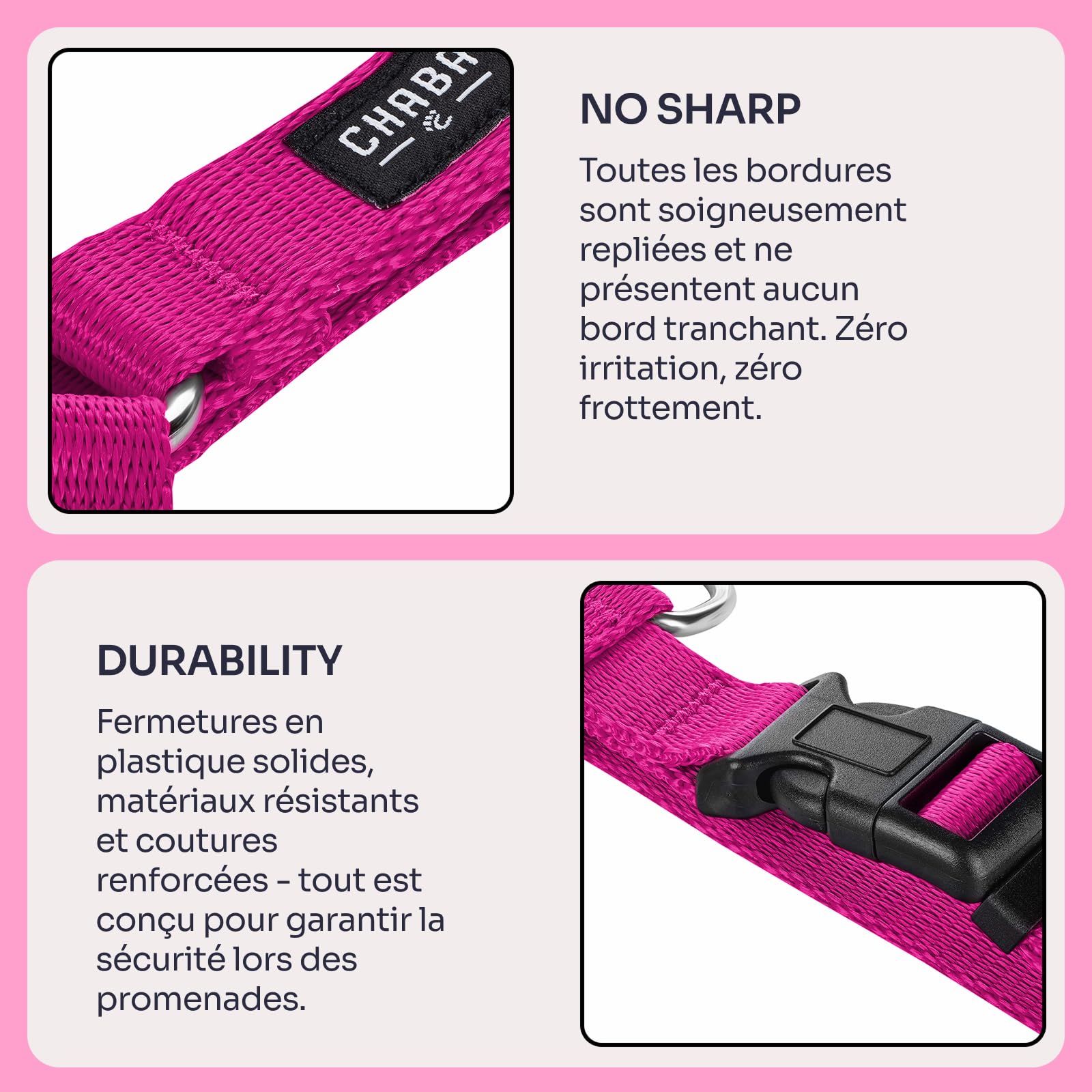 Chaba Guard Harnais pour Petit Chien, Anti Traction, Réglable en 5 Points, Empêchant la Traction et l'étouffement, Confortable et léger, Harnais de Poitrine Classique, Harnet Chien, Taille M, Fusion