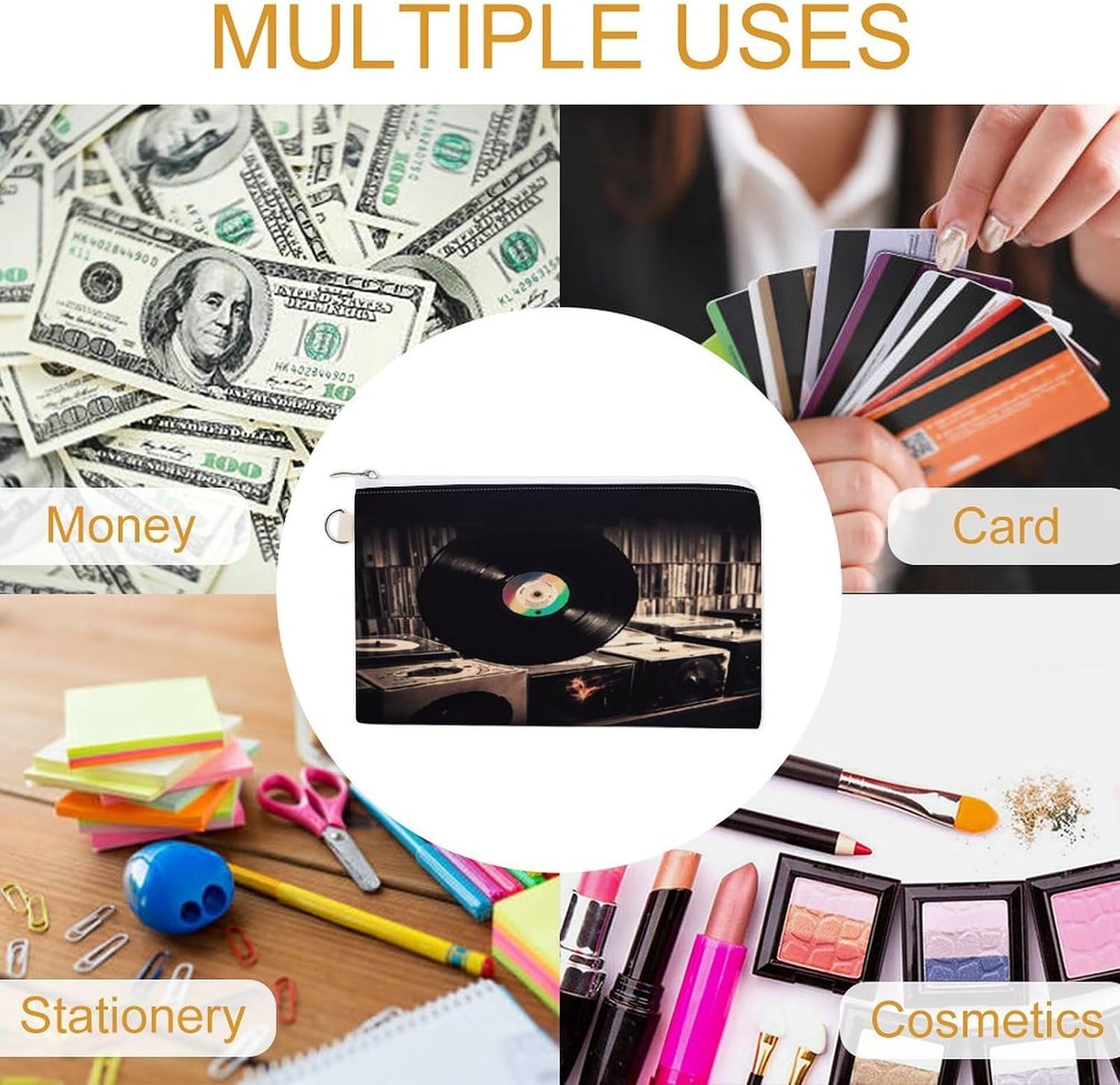 Vinyl Records Coin Purse Mini Coin Pocket Pouch Change Holder for Men Women Portable Change Wallet