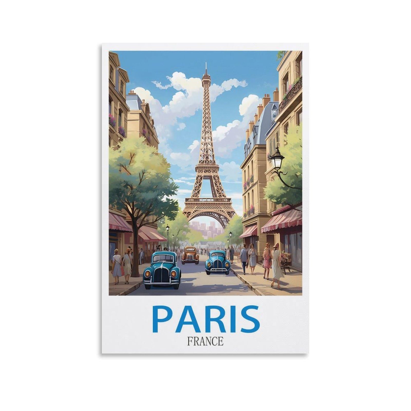 Clfmhnas Unframe-Style Paris France Vintage Travel Posters 08X12inch(20X30cm) Canvas Wall Art Prints