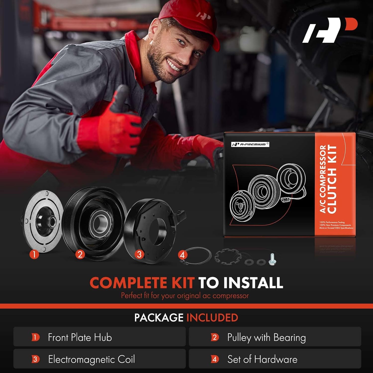 A-Premium Air Conditioner AC Compressor Clutch Kit Compatible with Toyota Camry 2002-2006, Highlander 2001-2007, Solara 2002-2008, 2.4L