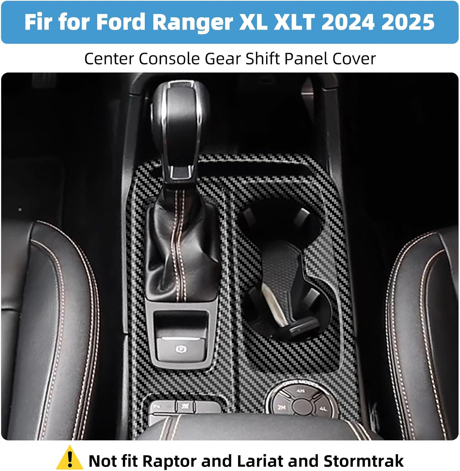 center console gear shift panel cover for ford ranger & everest 2024 2025 accessories interior decorations carbon fiber style accessories compatible with ranger 2024-2025