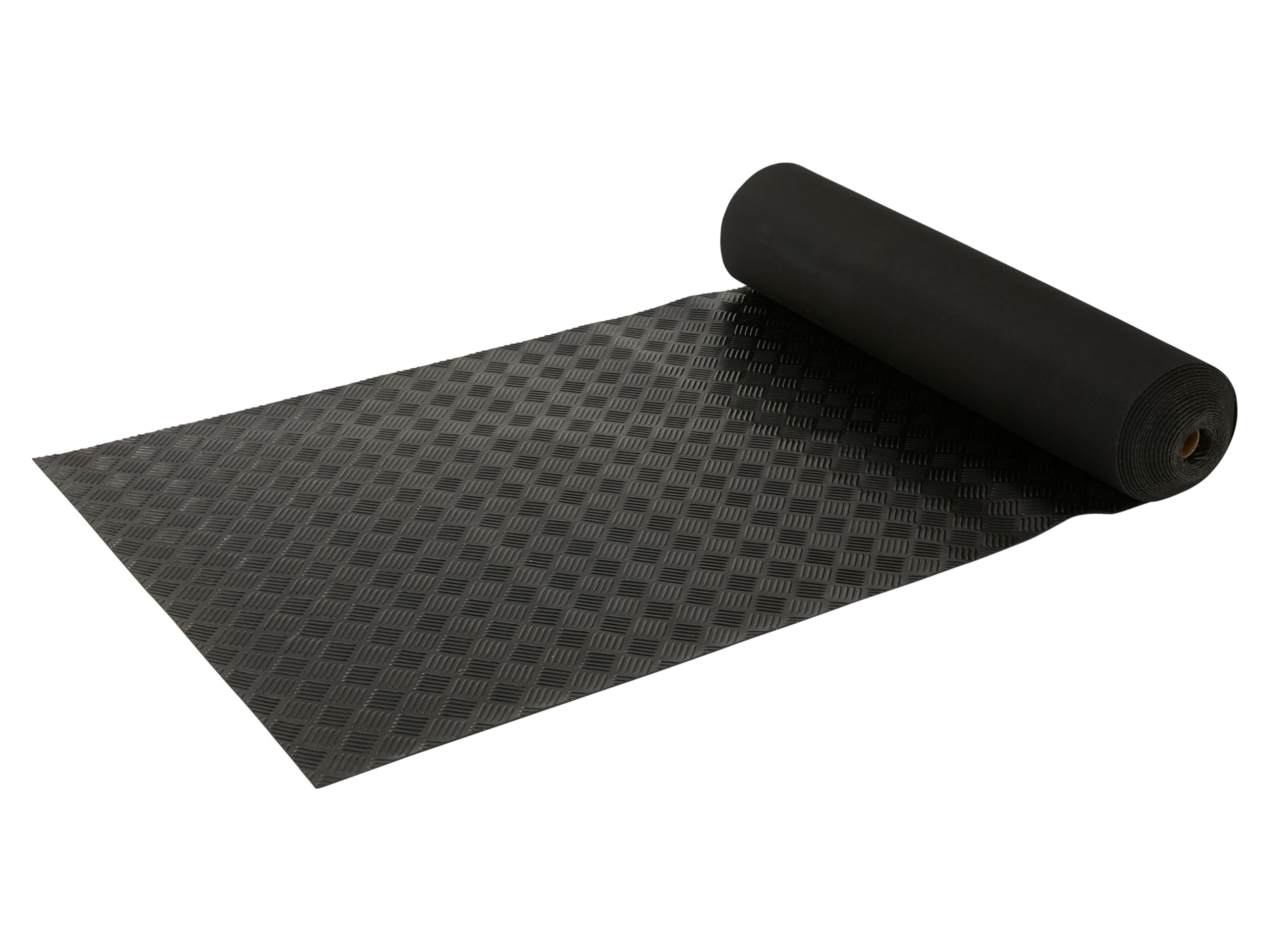 10m Rubber Matting Roll, Heavy Duty Black Anti Fatigue 3mm Thick Rubber Anti Slip Flooring for Home, Workshop, Garage (Chequered)