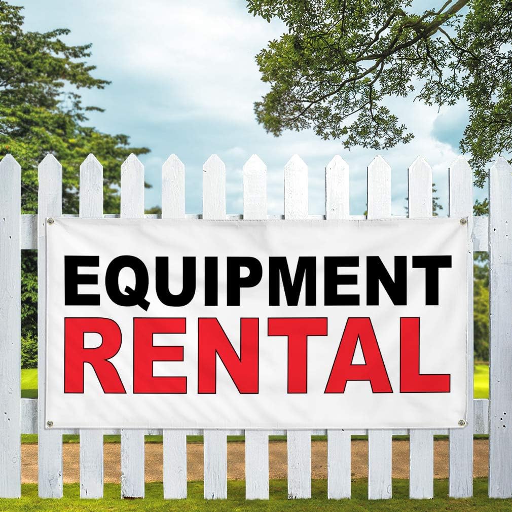 Vinyl Banner Multiple Sizes Equipment Rental Black Red Business Outdoor Weatherproof Industrial Yard Signs 4 Grommets 24x36Inches