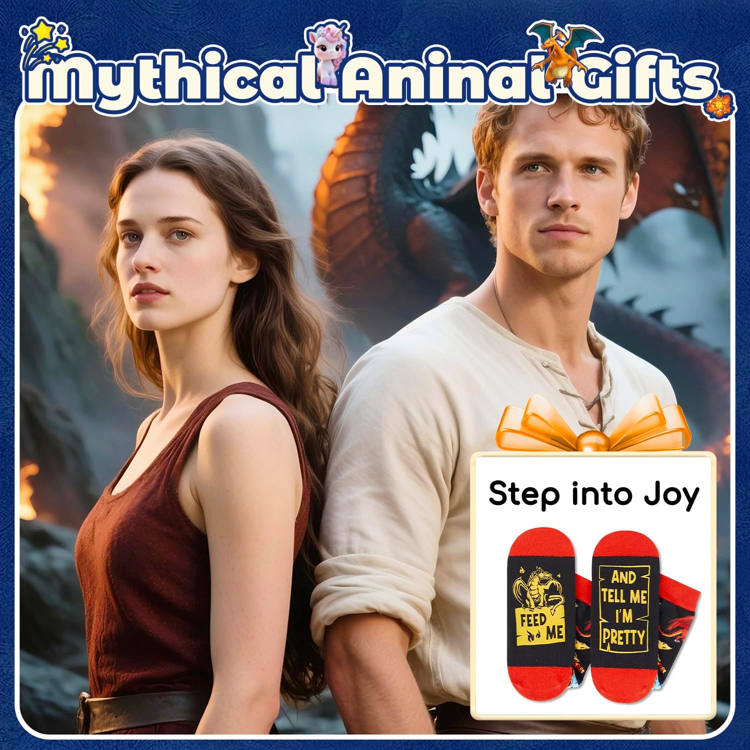 HAPPYPOP Funny Socks for Men Women - Cat Dinosaur Raccoon Gifts, Shark Bear Pig Dragon Socks - Image 6