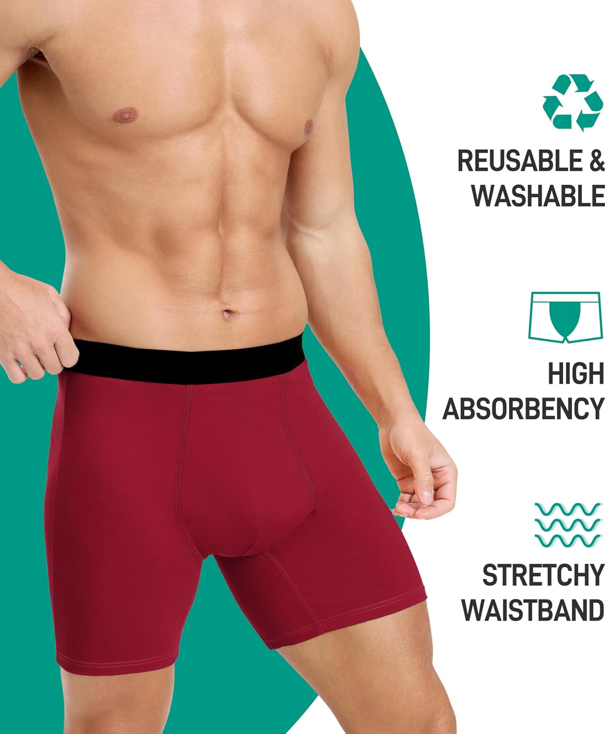Incontinence Underwear for Men 150ML Absorbent Washable Reusable Heavy Flow Bladder Cotton Leak Proof Protective Boxer Briefs 5 Pack (Multicolor03, X-Large)