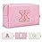 Personalized Initial A-Z Preppy Patch Makeup Bag,Small PU Leather Chenille Letter Cosmetic Bag with Zipper for Teen Girls,Pink Cute Travel Toiletry Bag,Birthday Monogrammed Gift for Daughter,Letter X