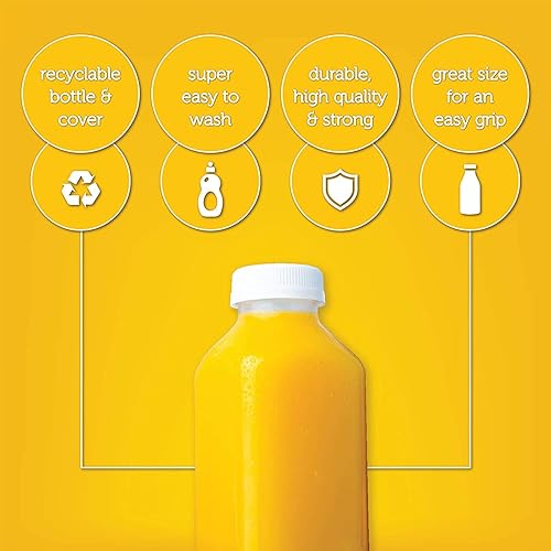 Miniatura 5 de Recipiente desechable para jugo con tapas, 12 onzas, reutilizable, transparente y vacía, botella para batidos para llevar y beber y exprimir,