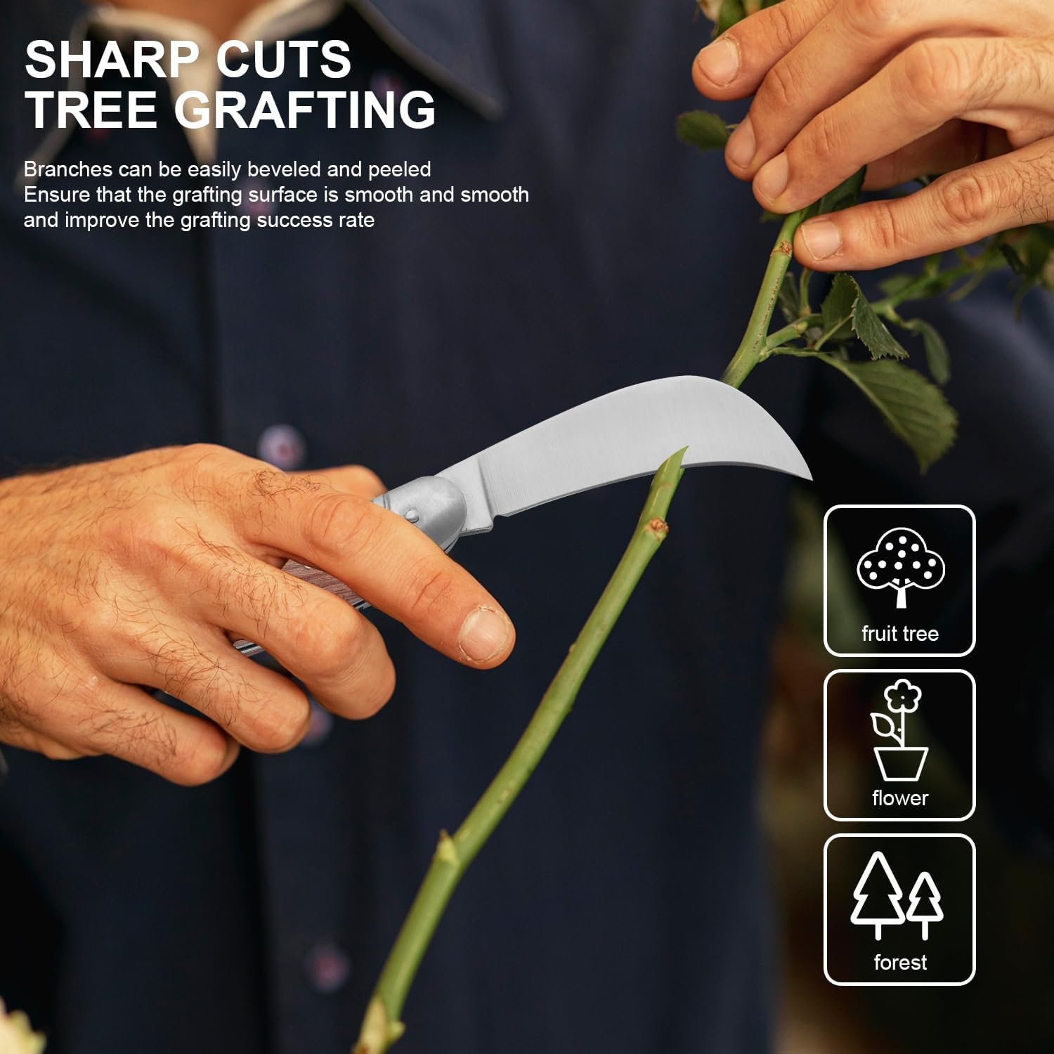 Pruning Knife - Double Blades Grafting Gardening Knife, Outdoors Folding Pocket Knife for Garden Budding (19) (3)