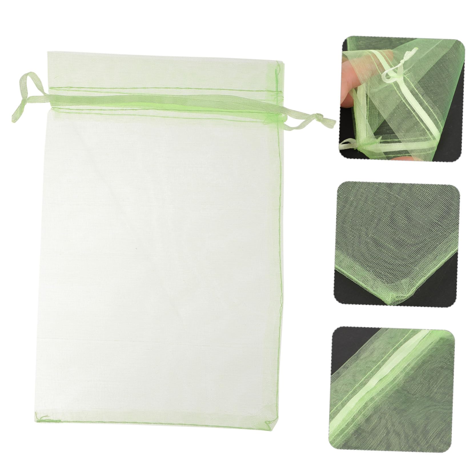 Red de Protección para Fruta Cordón, 100 Unidades Verde | Poliéster Organza, Diseño Cierre Ajustable, para Cultivo de Tomates y Fresas