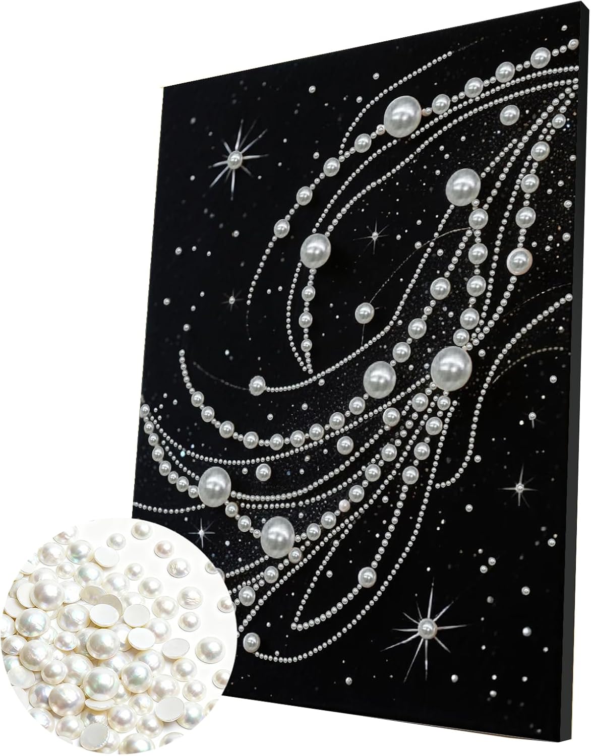 POETRYDRAW DIY Diamond Pearl Painting Kit for Adults Milky Way, Beginner Friendly Craft Kits with Frame 30x40cm, Home Decor Housewarming Gift, Diamond Dots Beads Canvas Art for Wall Decor