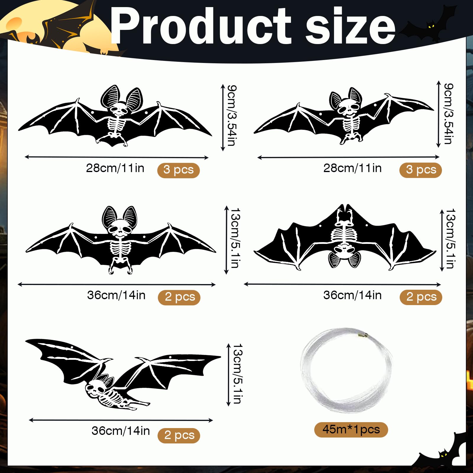 Décorations Halloween - Lot De 12 Chauves-Souris Fluorescentes