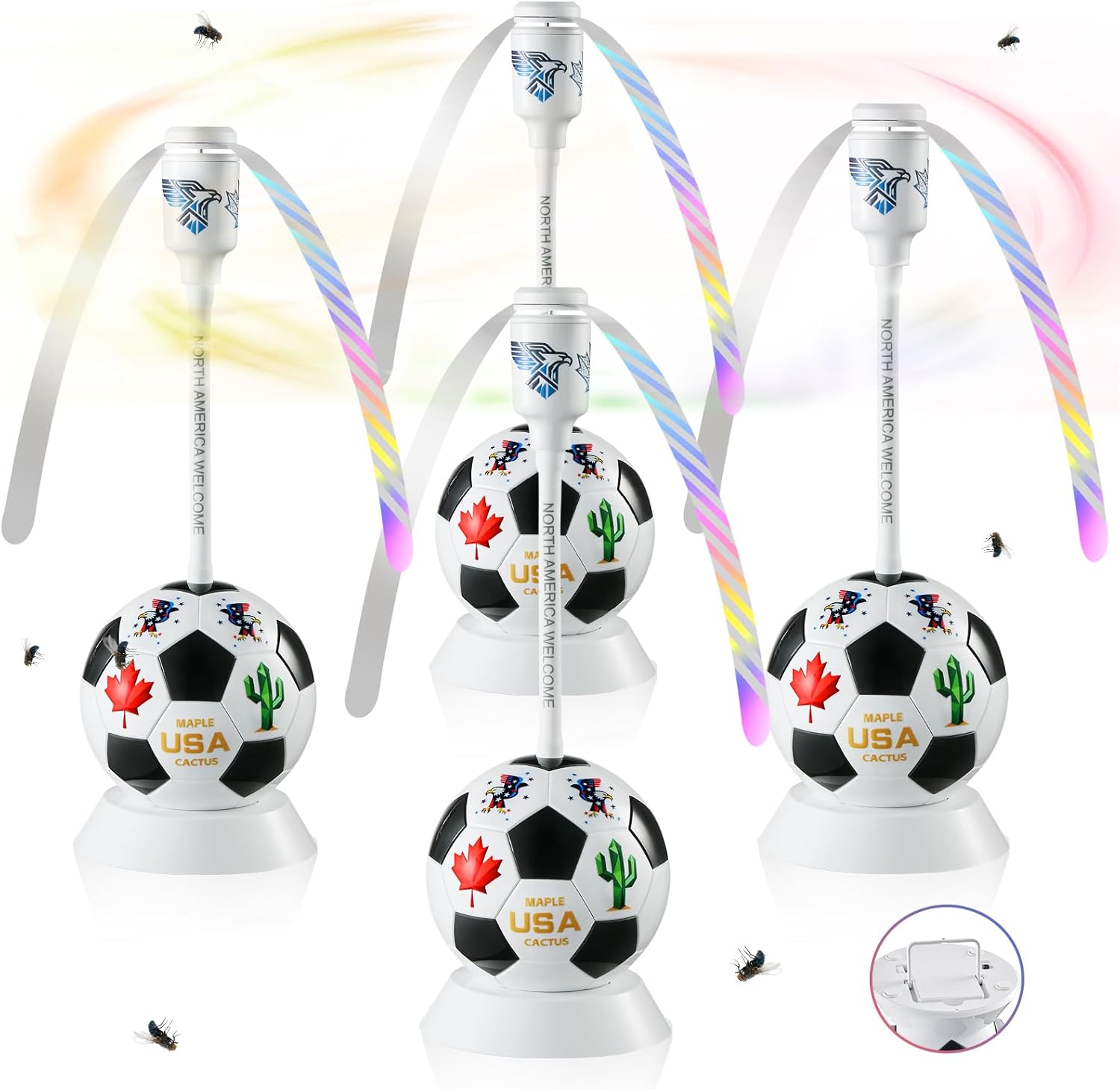 Soccer Theme Fly Fans for Tables, Portable Food Fans to Keep Flies Away, Indoor & Outdoor Bug Fan Fly Deterrent for Picnic, BBQ, Patio, and Party Supplies, Battery Operated Fly Repellent Fan, 4 Packs