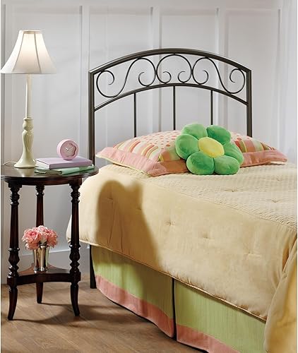 Miniatura 4 de Hillsdale, 299-34R, Wendell - Cabecero de metal tamaño individual con diseño de volutas, guijarro de cobre