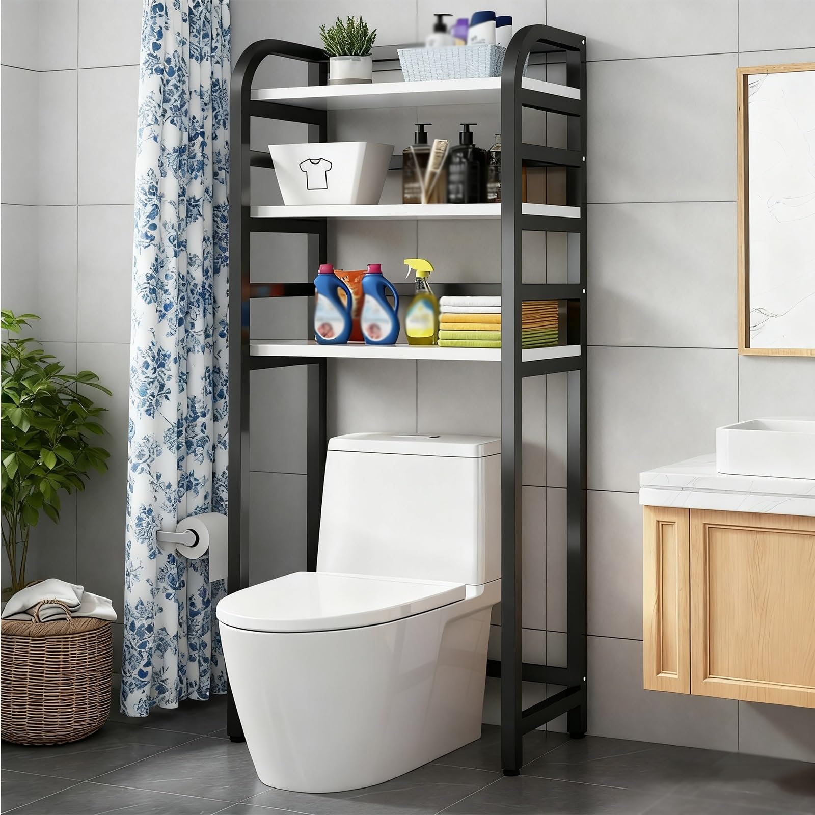 Scaffale da bagno a 3 ripiani, multifunzione, salvaspazio, per WC, balconi e lavanderie, perfetto per la casa e l'ufficio
