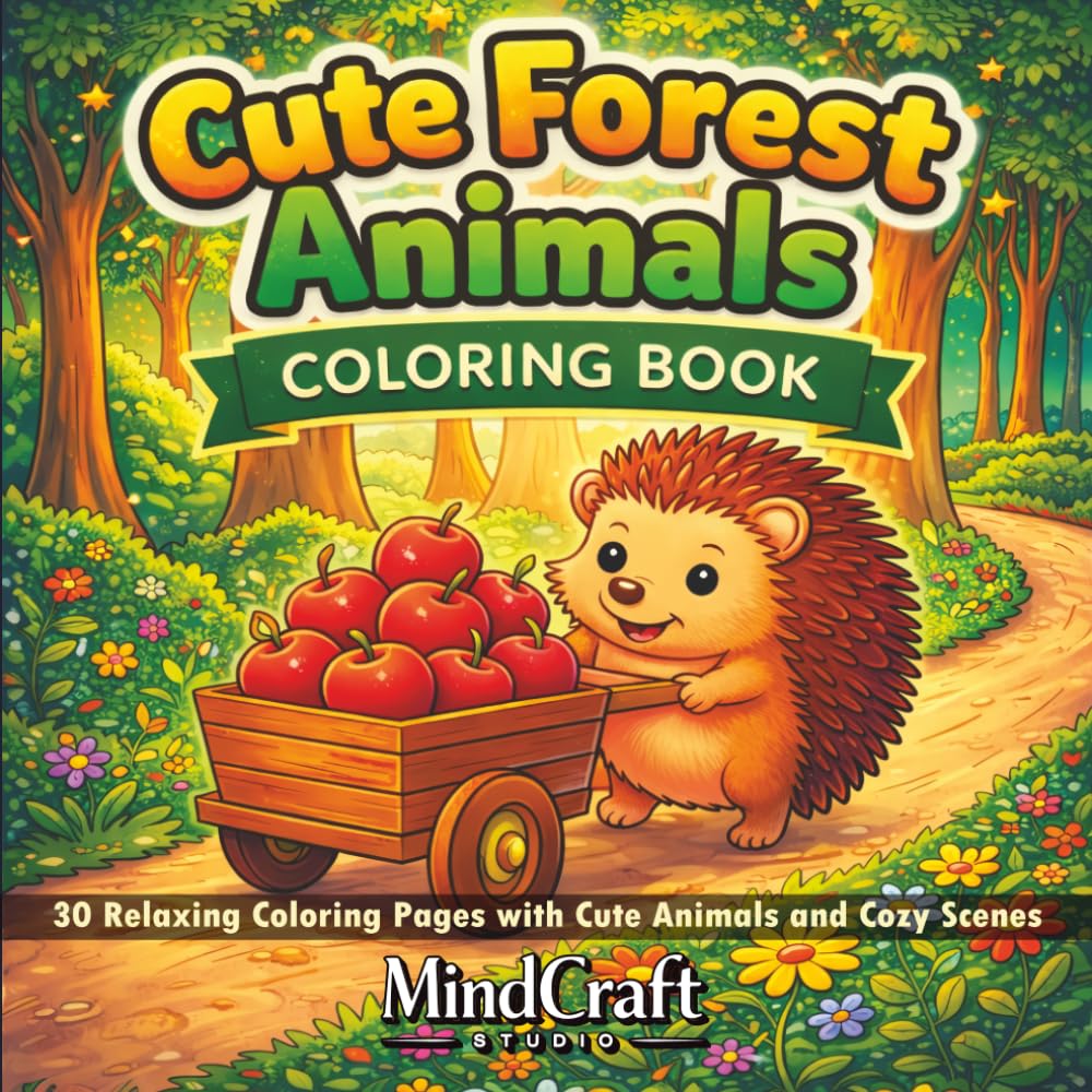 Cute Forest Animals Coloring Book: 30 Relaxing Coloring Pages with Cute Animals and Cozy Scenes