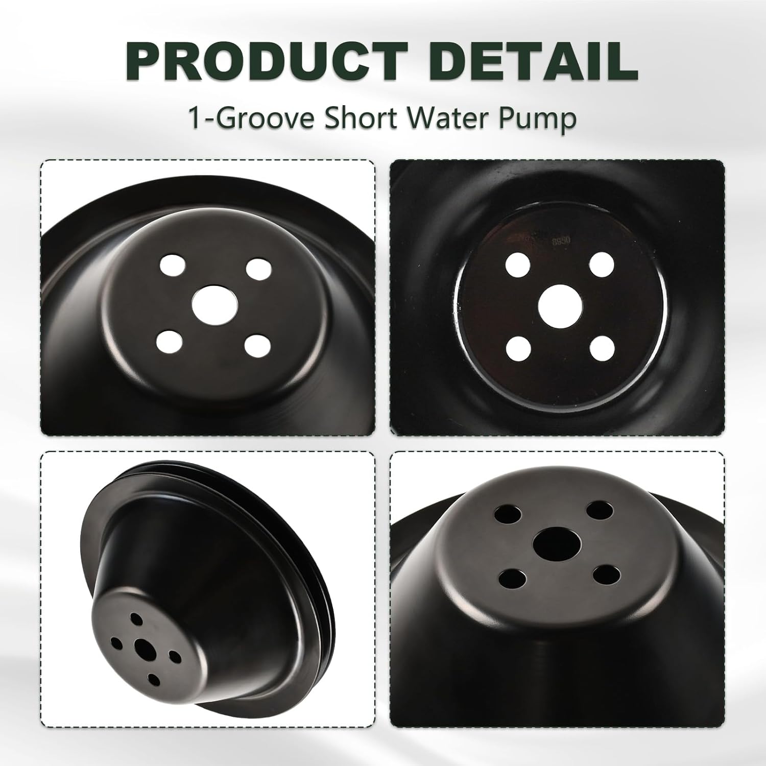 SSN Steel Small Block Chevy 1 Groove Short Water Pump & 2 Groove Crankshaft Pulley SWP for SBC 262 265 267 283 302 305 307 327 350 400