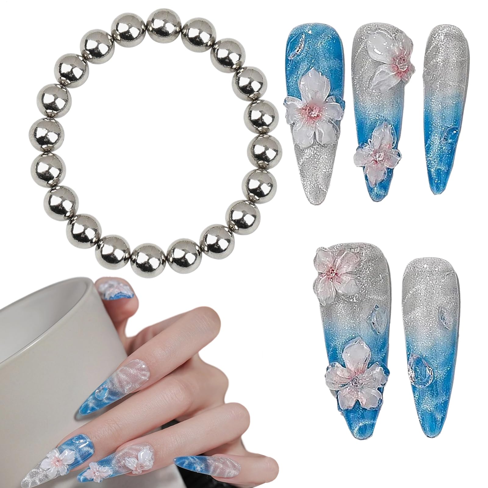 Aimant à ongles, magnétique, perles polonaises, design de balle, précision magnétique 5 mm, options de forme créative, outil multifonction en gel, pour manucure art, maison, filles, 0,2 pouces