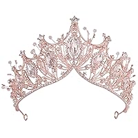 Vista 1 de Corona barroca de reina para boda, novia, diadema de cristal hecha a mano con diamantes de imitación, tiaras y corona para mujeres, boda, Halloween