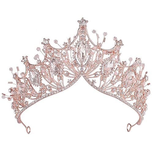 Corona barroca de reina para boda, novia, diadema de cristal hecha a mano con diamantes de imitación, tiaras y corona para mujeres, boda, Halloween,