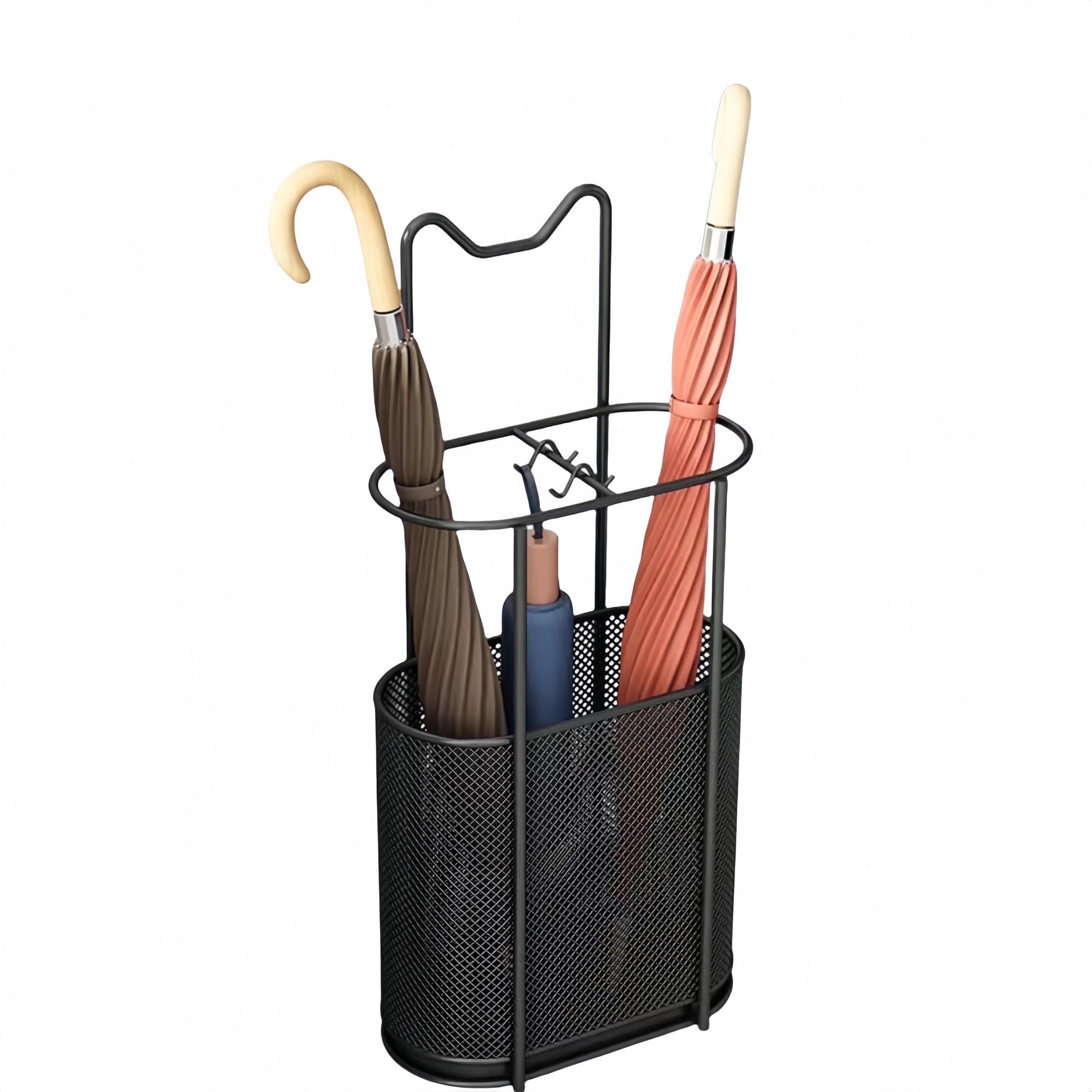 FCXWEVR Heavy Duty Freestanding Cane Stand - 28x65cm Iron Vertical Rattan Storage for Home Office Hallway - Stylish Black nizer