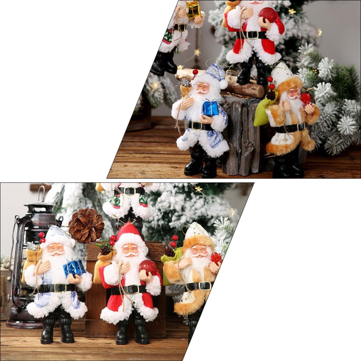 Standing Santa Claus Ornaments Cloth and Resin Figurines 4pcs Lightweight Multi-Purpose Christmas Decorations Holiday Accents for Indoor and Outdoor Use