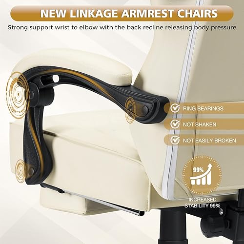 Miniatura 8 de HOFFREE Silla de juegos para computadora con altavoces, sillas de juegos de masaje con reposapiés, Bluetooth, respaldo alto, ergonómicas, sillas de