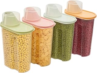 KingSaid Boîtes Alimentaires, 2.2L Lot de 4 Boite Hermetique Alimentaire Pour Conserver Les Céréales Avec Bec Verseur, Boite de Rangement Cuisine, Pour Céréales, Farine et Aliments Secs