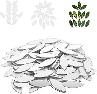Espejos pequeños en forma de hoja para manualidades, 200 espejos de manualidades de 0.5 x 1 pulgadas, azulejos de espejo autoadhesivos, piezas de espejo de acrílico para manualidades, bola de
