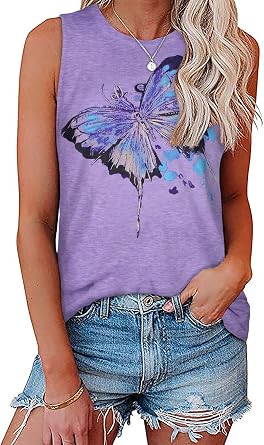 Womens Tank Tops Summer Casual Sleeveless Top Loose Fit Basic Tunic Shirts | Classic Crew Neck Basic Top, Graphic Tees, 2026 Fashion Trendy Outfits, Flowy Summer Tops for Layering, Workout Bussiness