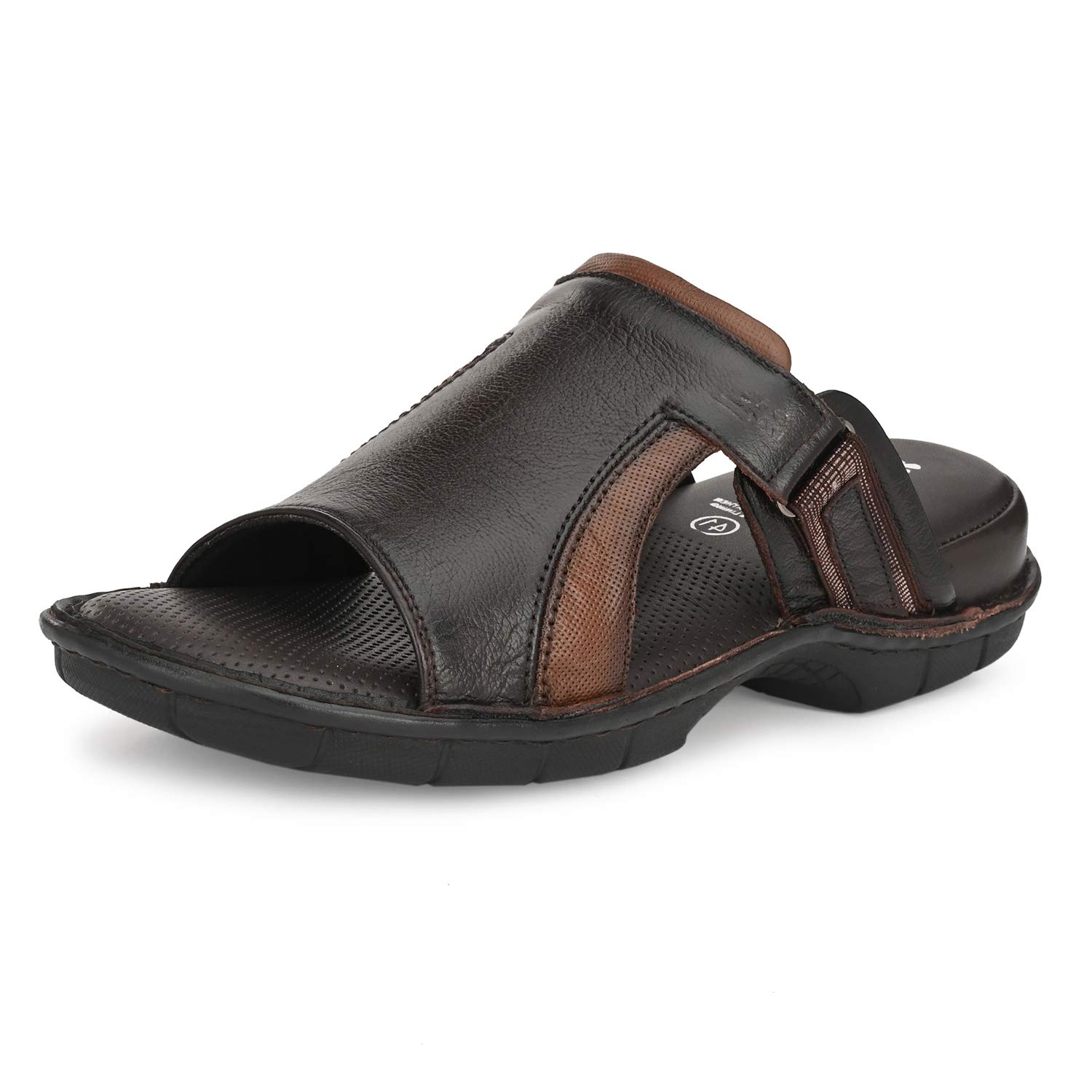 HITZ Mens Brown Leather Open Toe Comfort Slippers - 9 (B08KH6ZMDL) Amazon Price History, Amazon Price Tracker
