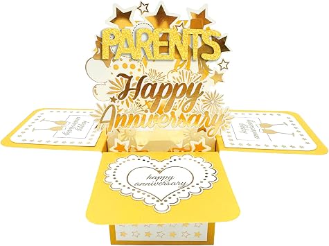 Asmallgf Funny Anniversary Pop Up Card & Gifts for Parents Mom Dad,Parents Wedding Anniv