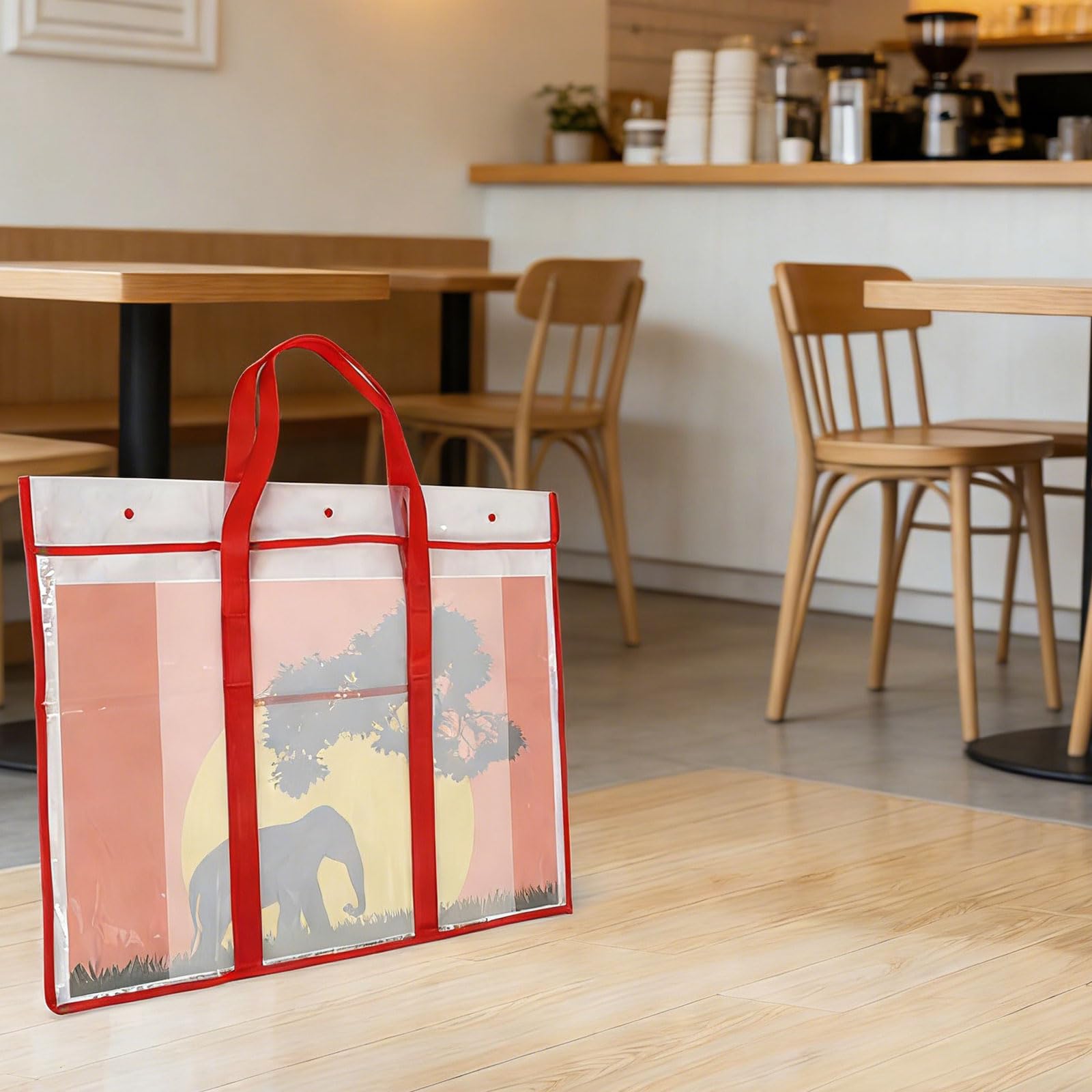 Grande borsa portaoggetti per poster, in PVC, trasparente, per organizzare il disegno e il portfolio artistico, Rosso, Rosso