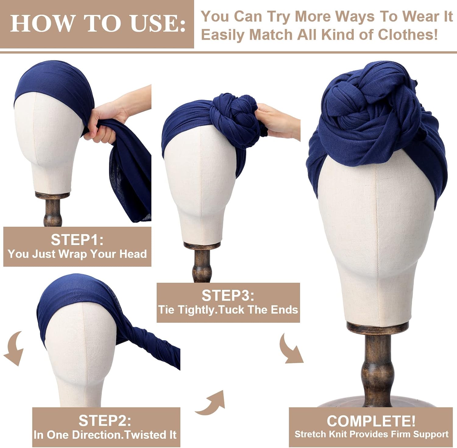 12 Pieces Extra Long Stretch Jersey Turban Head Wrap Knit African Fashion Headband Long Hair Scarf Breathable Solid Color Turban Tie for Black Women - Image 2