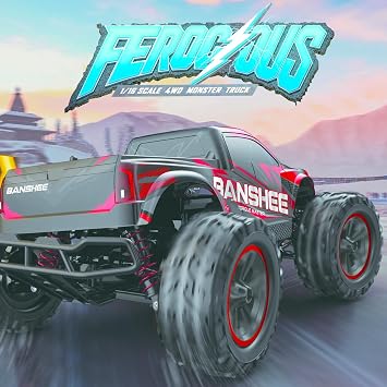 POCO DIVO Monster Truck, 1/16 Ferocious RC Off-Road Truggy, Radio Remote Control Racing Speed 30kmph 4x4 Sports Car, 12 Large All Terrain LED Vehicle with Metal Gear