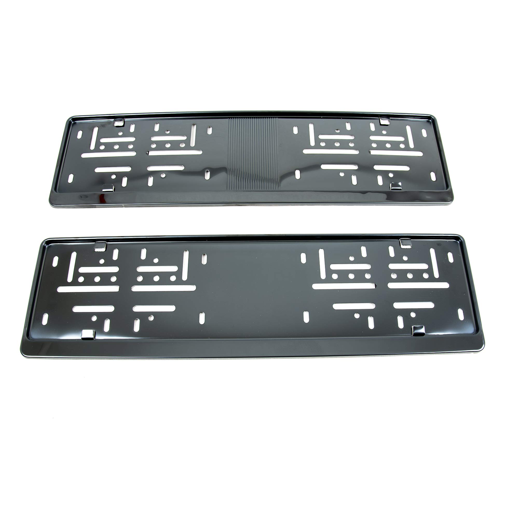 2 x uchwyt tablicy rejestracyjnej premium, 100% stal nierdzewna, czarna, polerowana (Black Chrome), do Austrii Słowacji (wymiary 520 mm x 120 mm) ramka tablicy rejestracyjnej INOX V2A