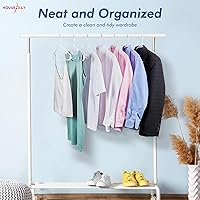 Vista 7 de HOUSE DAY Paquete de 100 perchas de plástico blanco, perchas de plástico con ganchos integrados, perchas duraderas y fuertes para armario, perchas