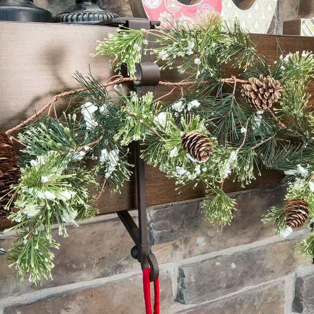 ZYWUOY Colgador de guirnalda resistente, soporte para calcetines de Navidad, gancho de mantel, diseño ajustable sin taladro, metal resistente a la corrosión para decoración de chimenea interior y