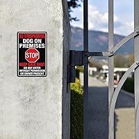 Vista 6 de GicnKeuz Letrero de No Trespasar Perro en las Instalaciones, 12"×8" Letreros de Cuidado con el Perro para Valla, No Entre Letrero de Aluminio