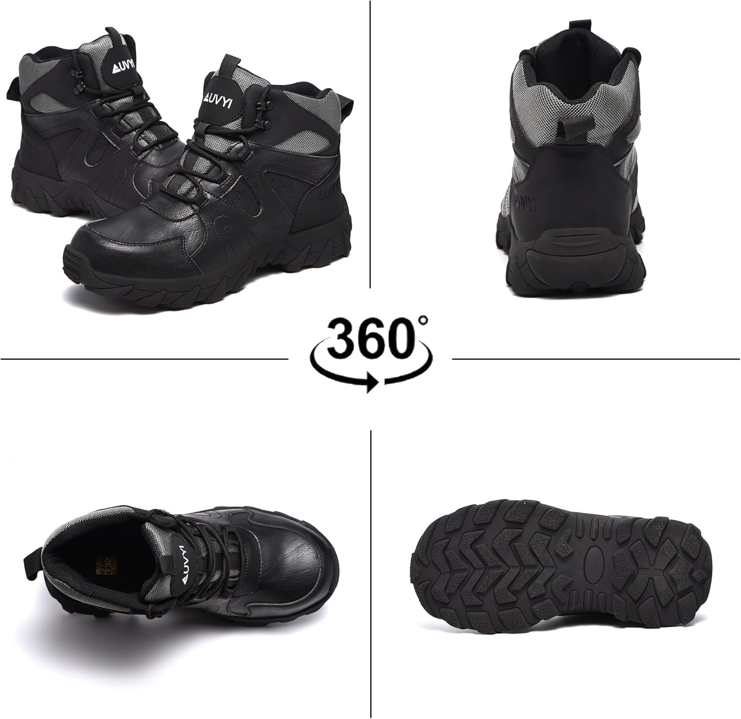 Waterproof Work Boots For Men - Steel Toe Boots Safety Wide Toe Shoes with Slip-Resistant Rubber Sole, Lace-Up Industrial Construction Boots - Image 7