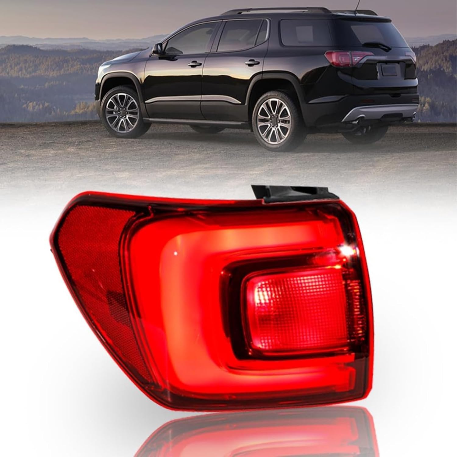 Tail Lights Fit for 2017 2018 2019 GMC Acadia SL/SLE/SLT/Denali, LED Chrome Housing Rear Brake Lamps OE Style Left Driver Side Taillights With Terrain Pkg Replace for GM2804126 84709444