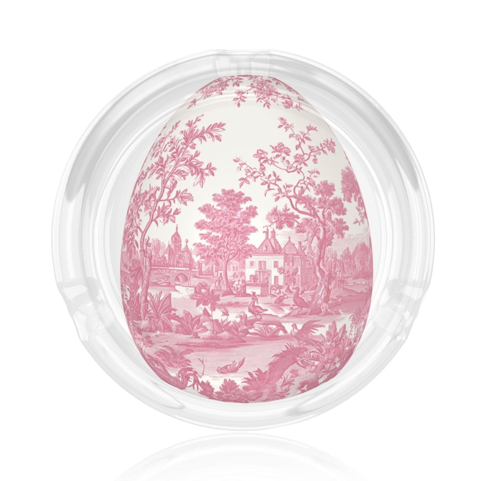 Pink Toile De Jouy Easter Egg Glass Ashtray For Cigarettes Ash Trays Case For Home Office Decor
