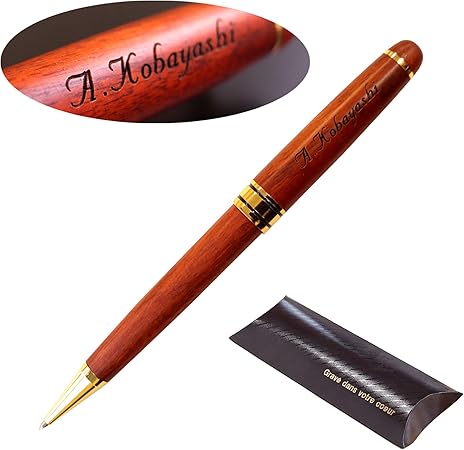 Amazon きざむ 名入れ 木製 ボールペン 父の日 ギフト ローズウッド ローマ字彫刻 油性ボールペン 文房具 オフィス用品