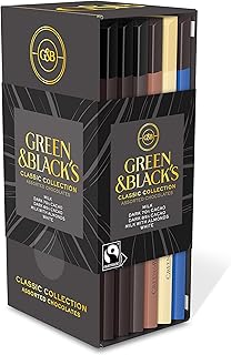 Green & Black’s Chocolate Gift Set, 85% Dark Chocolate, 70% Dark Chocolate, Milk Chocolate with Almonds & White Chocolate,...