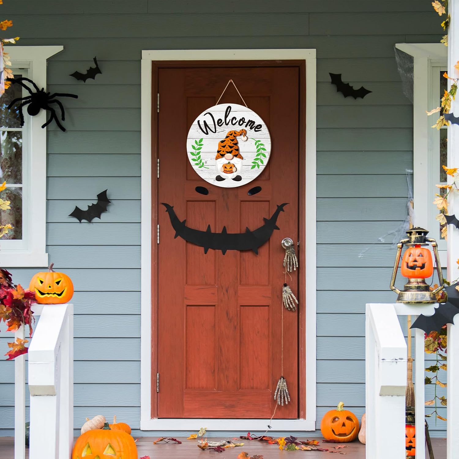 Riceshoot 41 Pcs Interchangeable Gnome Welcome Sign Christmas Door Decorations Seasonal Gnome Front Porch Door Decor 40 Changeable Icons Wooden Hanger with Magnet Holiday Wreath Housewarming Home Gift - Image 5